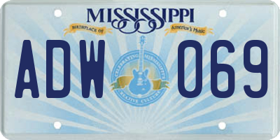 MS license plate ADW069