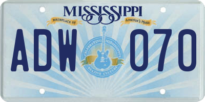 MS license plate ADW070