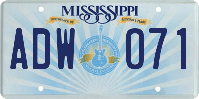 MS license plate ADW071