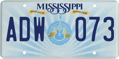 MS license plate ADW073