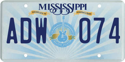 MS license plate ADW074