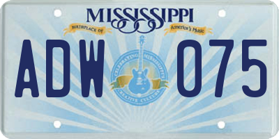 MS license plate ADW075
