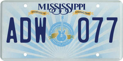 MS license plate ADW077