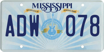 MS license plate ADW078