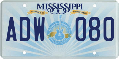 MS license plate ADW080