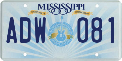 MS license plate ADW081