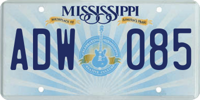 MS license plate ADW085