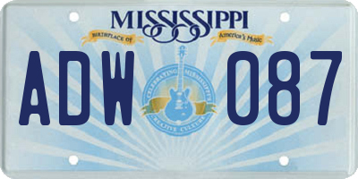 MS license plate ADW087