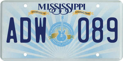 MS license plate ADW089