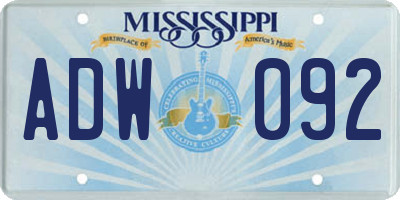 MS license plate ADW092