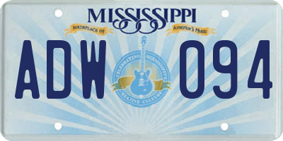 MS license plate ADW094