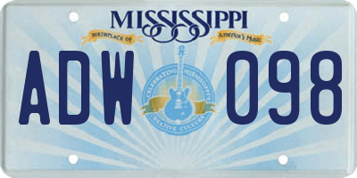 MS license plate ADW098