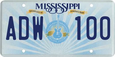 MS license plate ADW100