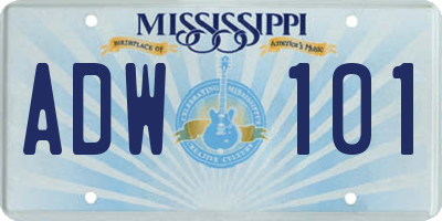 MS license plate ADW101