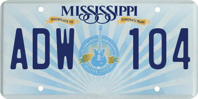 MS license plate ADW104