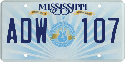 MS license plate ADW107