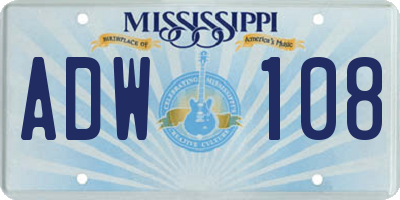 MS license plate ADW108