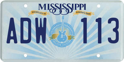 MS license plate ADW113