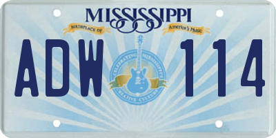 MS license plate ADW114