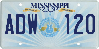 MS license plate ADW120