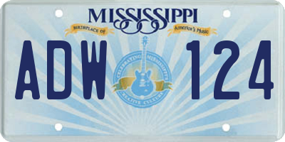 MS license plate ADW124