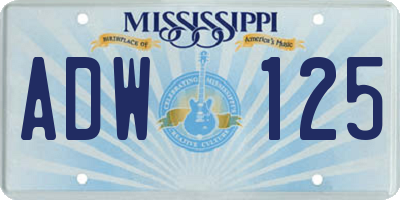 MS license plate ADW125