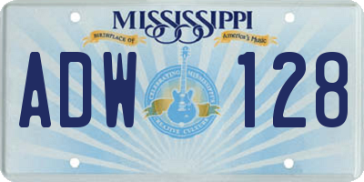 MS license plate ADW128
