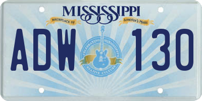 MS license plate ADW130