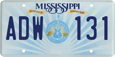 MS license plate ADW131