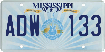 MS license plate ADW133