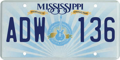 MS license plate ADW136