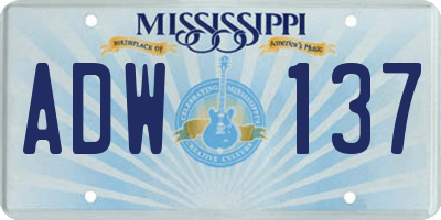 MS license plate ADW137