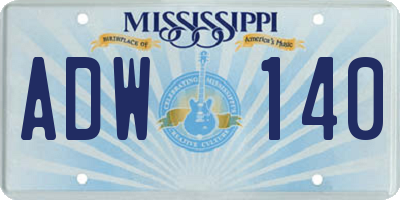 MS license plate ADW140