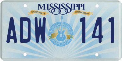 MS license plate ADW141