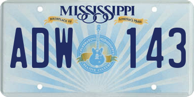 MS license plate ADW143