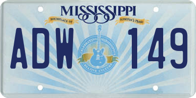 MS license plate ADW149