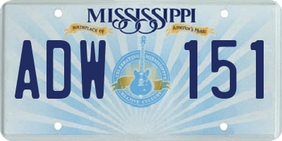MS license plate ADW151