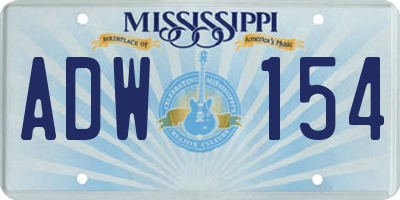 MS license plate ADW154