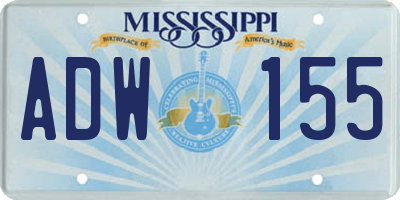MS license plate ADW155