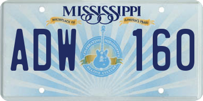 MS license plate ADW160