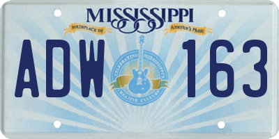 MS license plate ADW163