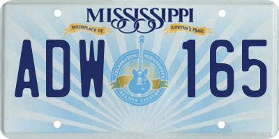 MS license plate ADW165