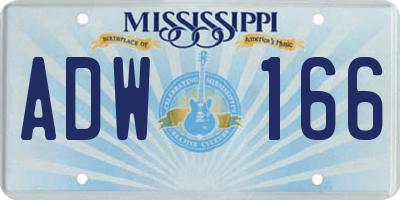 MS license plate ADW166
