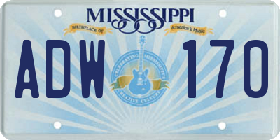 MS license plate ADW170