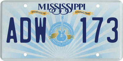 MS license plate ADW173