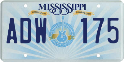 MS license plate ADW175