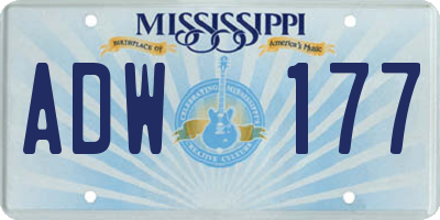 MS license plate ADW177