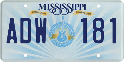 MS license plate ADW181