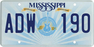 MS license plate ADW190