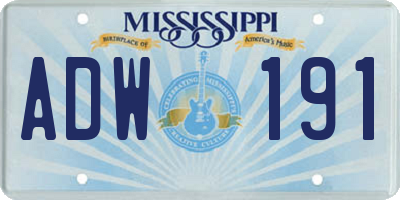 MS license plate ADW191
